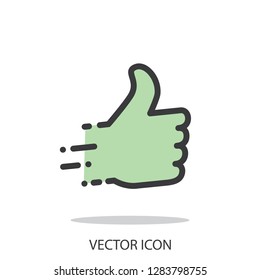 thumb up sign, line icon - vector illustration eps10