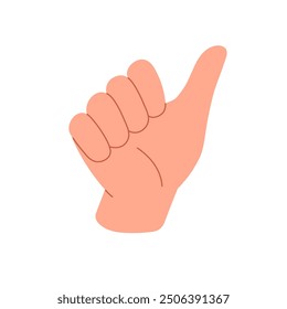 Thumb up sign. Person shows hand gesture of OK, okay. Approval symbol, agreement. Expression of good emotions with nonverbal communication. Flat isolated vector illustration on white background