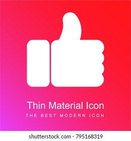 Thumb up sign red and pink gradient material white icon minimal design