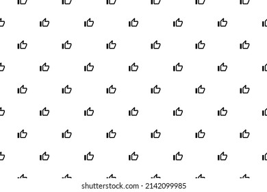 Thumb Up Sign Seamless Pattern on White Background. Vector Background Design.