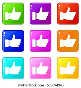 Thumb up sign in simple style isolated on white background vector illustration