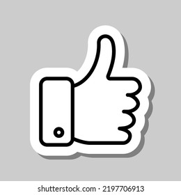 Thumb up simple icon vector. Flat design. Sticker with shadow on gray background.ai