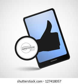 Thumb up and Smart phone Vector illustration