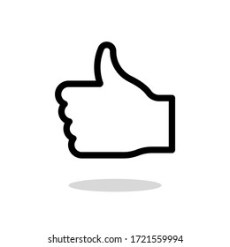 Thumb up social media vector isolated sign, icon of ok feedback hand gesture illustration on white background with shadow