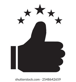 Thumb up with star icon. Customer review, quality rating, feedback. Pictogram isolated on a white design eps 10 