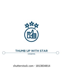 thumb up with star outline vector icon. simple element illustration. thumb up with star outline icon from editable cinema concept. can be used for web and mobile
