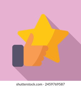 Thumb up star system icon flat vector. Loyalty program. Store payment credit