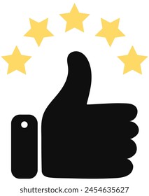 Thumb up with stars icon vector icon isolated on white background.