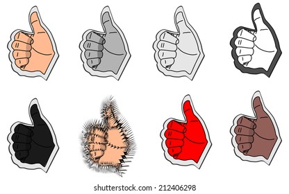 thumb up stickers, vector