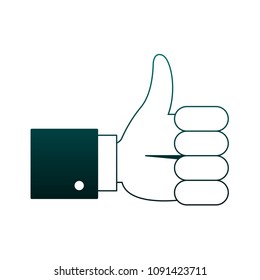 Thumb up symbol in blue lines