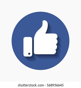 Thumb up symbol, finger up icon vector illustration. Facebooke like.