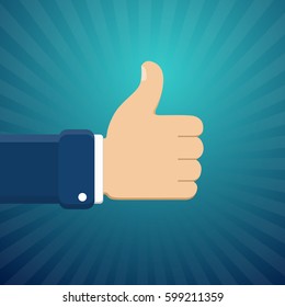 Thumb up symbol, finger up vector illustration. Like gesture.