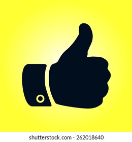 Thumb up symbol. Flat design style. 