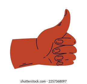 Thumb up symbol flat icon Black race hand. Vector illustration