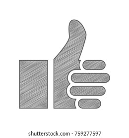 Thumb up symbol. Like gesture icon. Vector. Shaded gray icon on white background. Isolated.