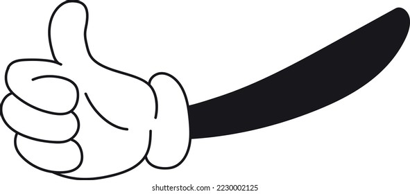 Thumb up symbol. Retro comic hand gesture isolated on white background