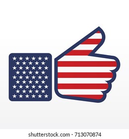 Thumb up symbol with USA flag style