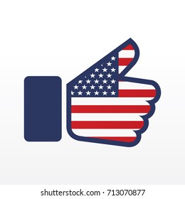 Thumb up symbol with USA flag style