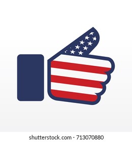 Thumb up symbol with USA flag style