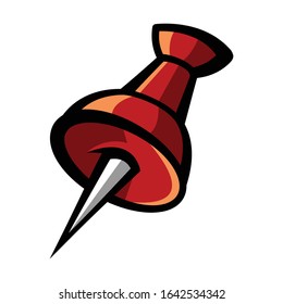Thumb Tack Push Pin -- Cartoon Style Office Pin Tool