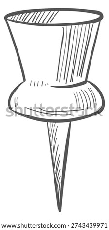 Thumb tack sketch. Hand drawn push pin