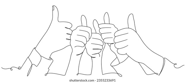 Thumb up team line art vector illustration