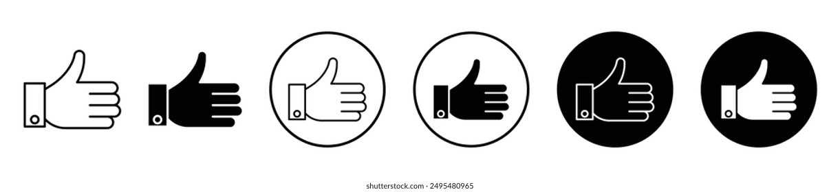 Thumb up thin line vector icon set.