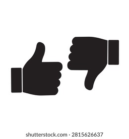 Thumb up and thum down vector icon isolated on white background