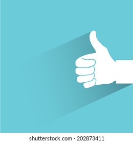 thumb up, blue shadow and flat theme