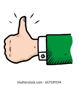 thumb up, cartoon vector and illustration, hand drawn style, isolated on white background.