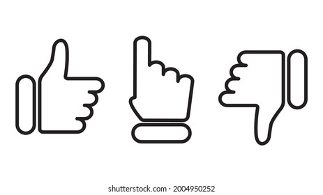 Subir, hacer clic y bajar el icono. Ilustración plana del vector