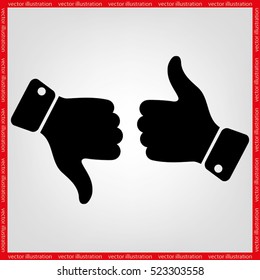 thumb up, thumb down icons vector illustration eps10. Isolated badge for website or app - stock infographics