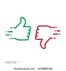 thumb up, thumb down, linear icons - vector illustration eps10