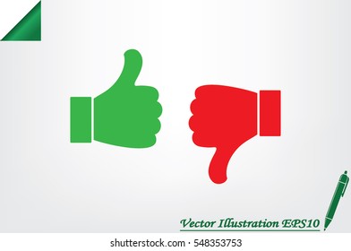 thumb up, thumb down  vector illustration eps10. Isolated badges for website or app - stock infographics