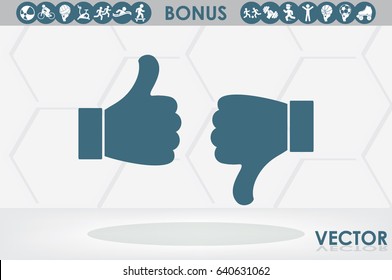 thumb up, thumb down  vector illustration eps10. Isolated badges for website or app - stock infographics