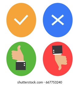 thumb up, thumb down, yes no marks