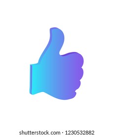 Thumb up. hand gesture isolated icon for chatting online and showing approval vector. Ok gesturing, agreement expression in social networks