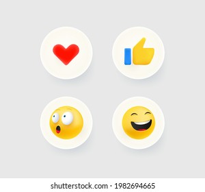 Thumb up, heart, laugh and shock reaction buttons. Useful for web and mobile applicatiions