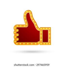 Thumb up, like  Concept of bulb lighting 