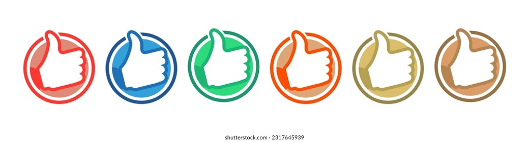 Thumb Up, Like Icon. Hand finger up sign. Thumb-up symbol. Flat design style. Vector.