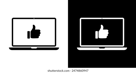 Daumen nach oben, wie auf dem Laptop-Bildschirm Symbol Abbildung
