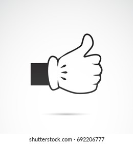 Thumb up, like, positive gesture of human hand. Icon isolated on white background. Vector art.