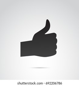 Thumb up, like, positive gesture of human hand. Icon isolated on white background. Vector art.