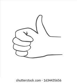 Thumb up. Like symbol. Vector linear doodle drawing in doodle style.