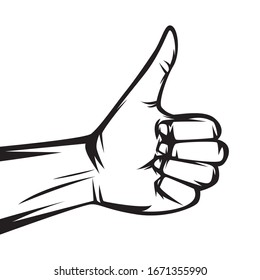 thumb up. line art. vector illustration black and white 