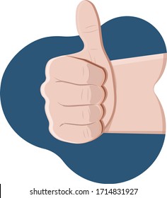 Thumb up. Male hand. Gesture of approval. Like. Vector illustration