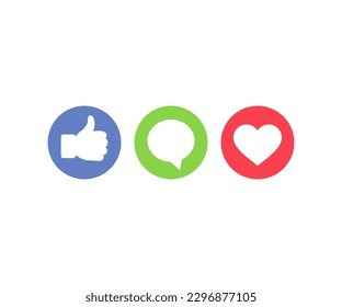 Thumb up, message, heart logo design. Like, thumb up and heart collection. Button for social media. Symbol for website design, logo, app, UI vector design and illustration.
