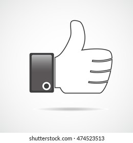 Thumb up. Social network icon. vector illustration. like icon black and white