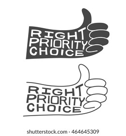 thumb up, vector graphic art shape, badge design logo, illustration isolated on white background.