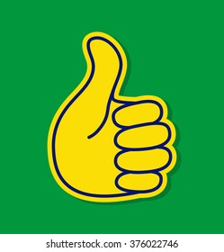 Thumb up using Brazil flag colors 2016, vector illustration